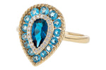 Allison Kaufman Blue Topaz & Diamond Ring in 14K Yellow Gold, 1.60 ctw, alternate view
