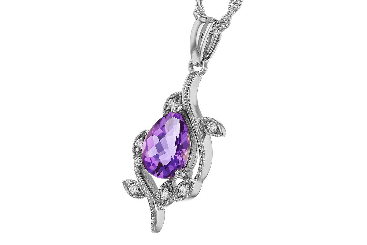 Allison Kaufman Amethyst & Diamond Necklace in 14K White Gold, 0.93 ctw, alternate view