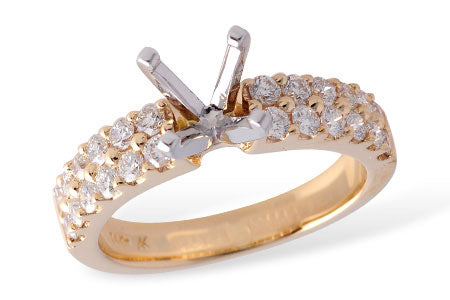 Allison Kaufman Diamond Engagement Ring Semi-Mount in 14K Yellow Gold, 0.82 ctw