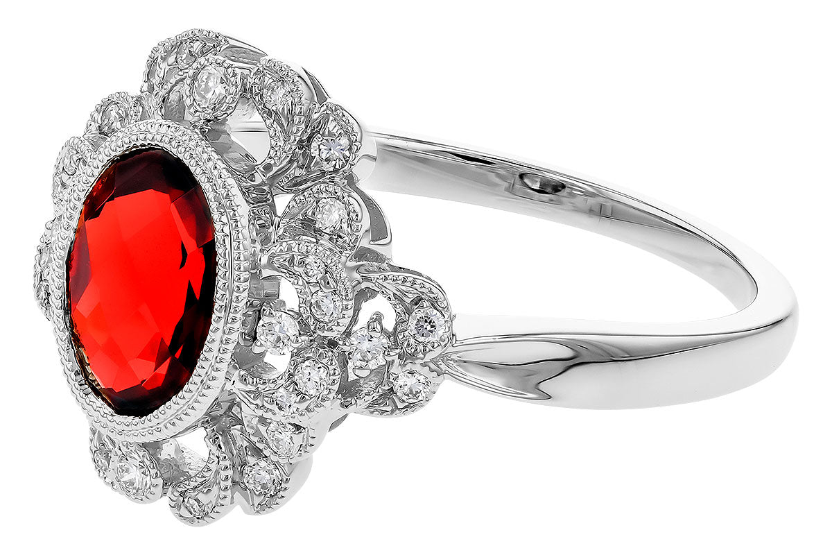 Allison Kaufman Garnet & Diamond Ring in 14K White Gold, 1.56 ctw, alternate view