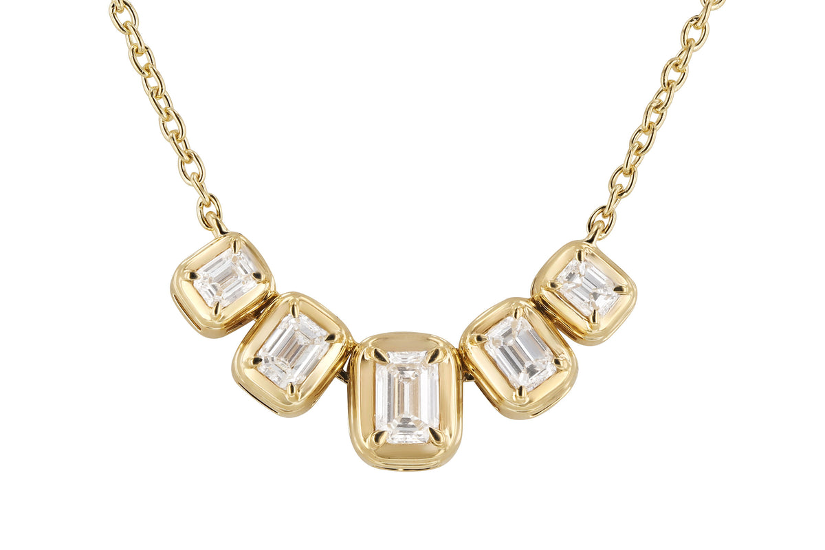 Allison Kaufman Fancy-Cut Diamond Necklace in 14K Yellow Gold, 0.87 ctw