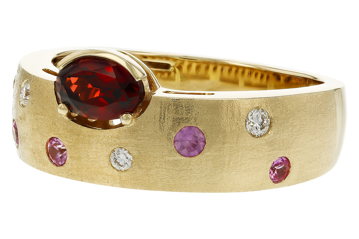 Allison Kaufman Garnet, Pink Sapphire & Diamond Ring in 14K Yellow Gold, 0.66 ctw, alternate view