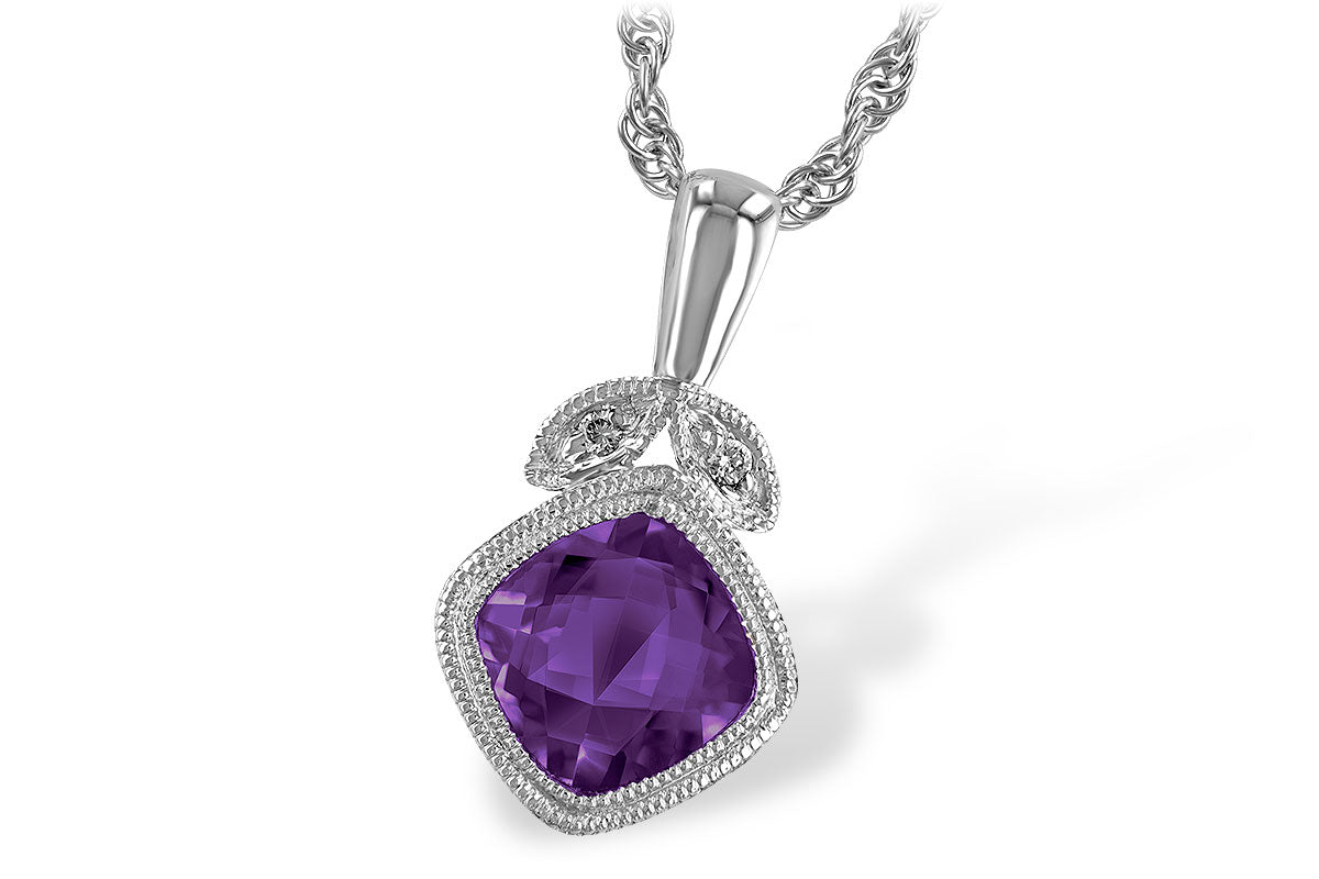Allison Kaufman Amethyst & Diamond Necklace in 14K White Gold, 0.81 ctw