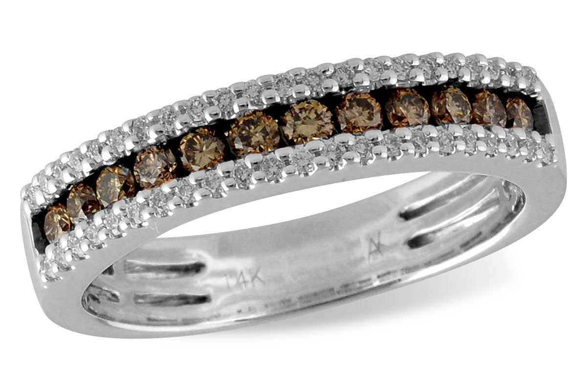 Allison Kaufman Brown Diamond Wedding Band in 14K White Gold, 0.49 ctw