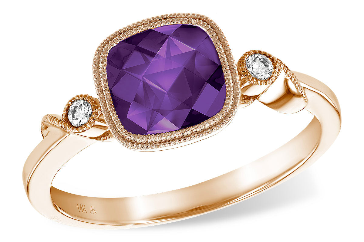 Allison Kaufman Amethyst & Diamond Ring in 14K Rose Gold, 1.23 ctw