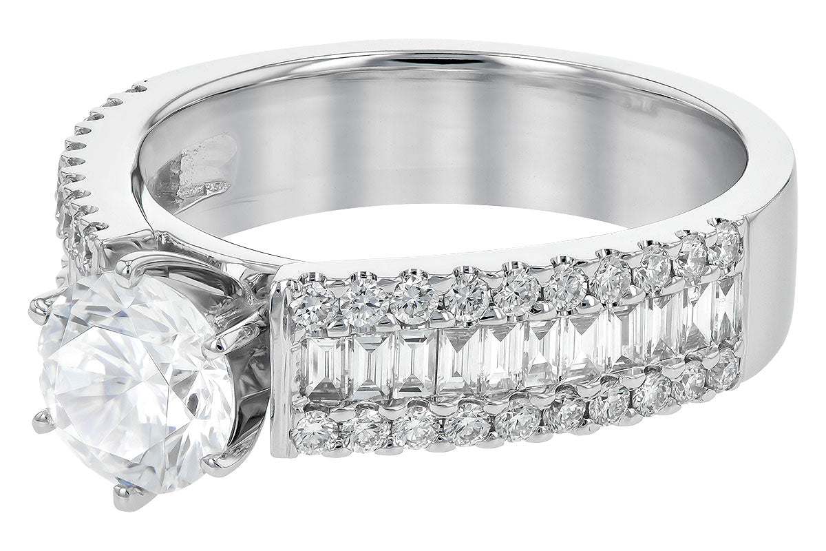 Allison Kaufman Baguette Diamond Engagement Ring Semi-Mount in 14K White Gold, 0.81 ctw, alternate view