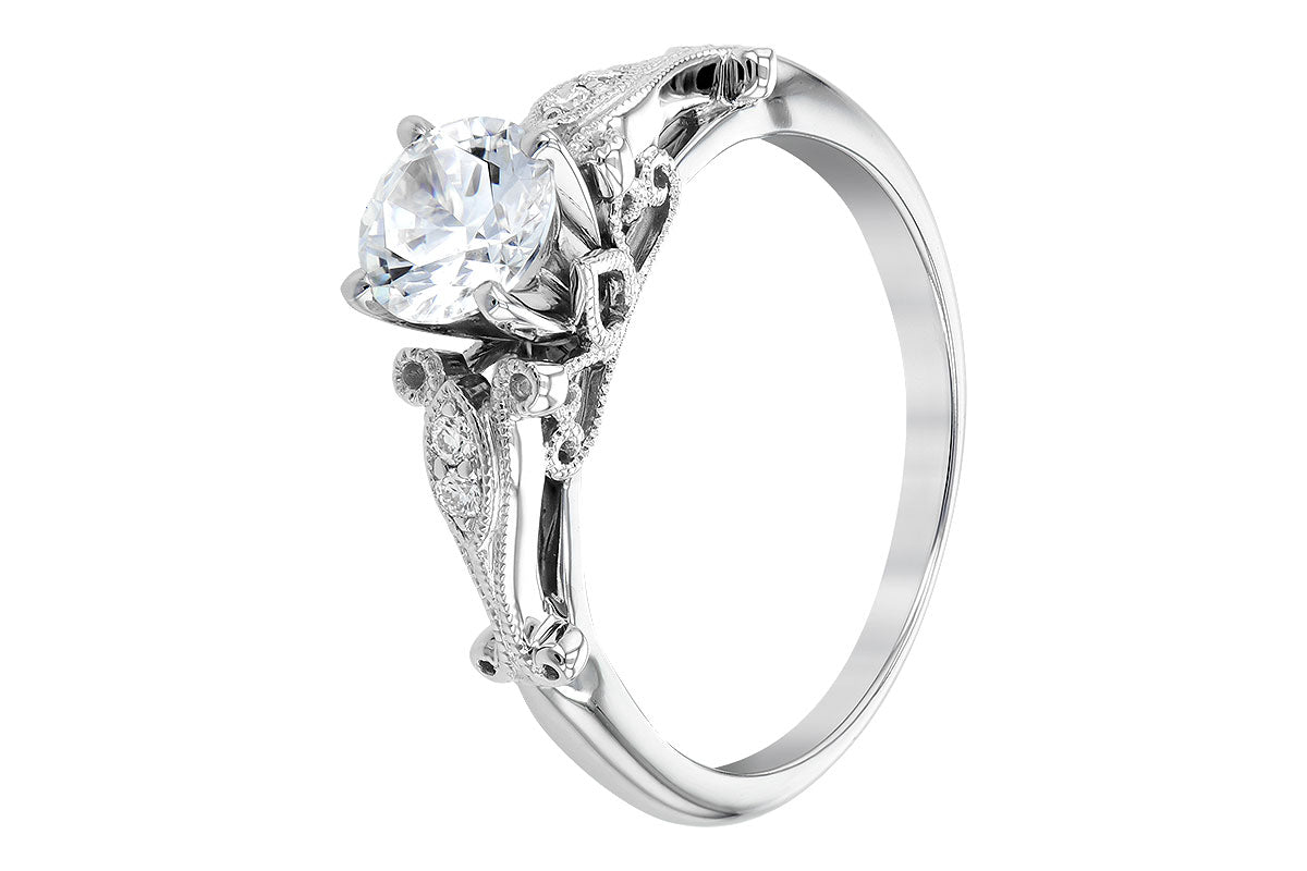 Allison Kaufman Diamond Engagement Ring Semi-Mount in 14K White Gold, 0.05 ctw, alternate view