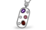Allison Kaufman Multi-Gemstone & Diamond Necklace in 14K White Gold, 0.46 ctw