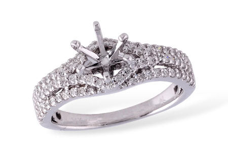 Allison Kaufman Diamond Engagement Ring Semi-Mount in 14K White Gold, 0.46 ctw (L7385)