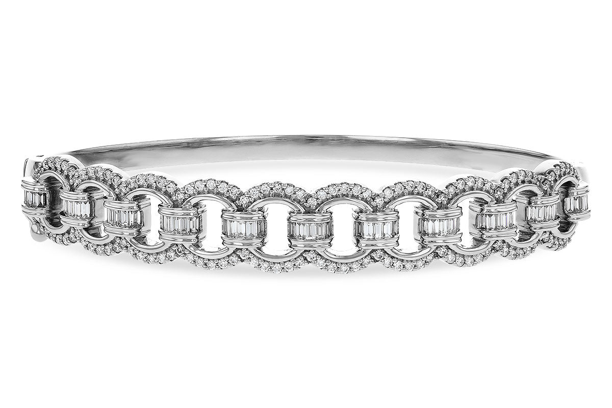 Allison Kaufman Baguette Diamond Bangle Bracelet in 14K White Gold, 1.35 ctw