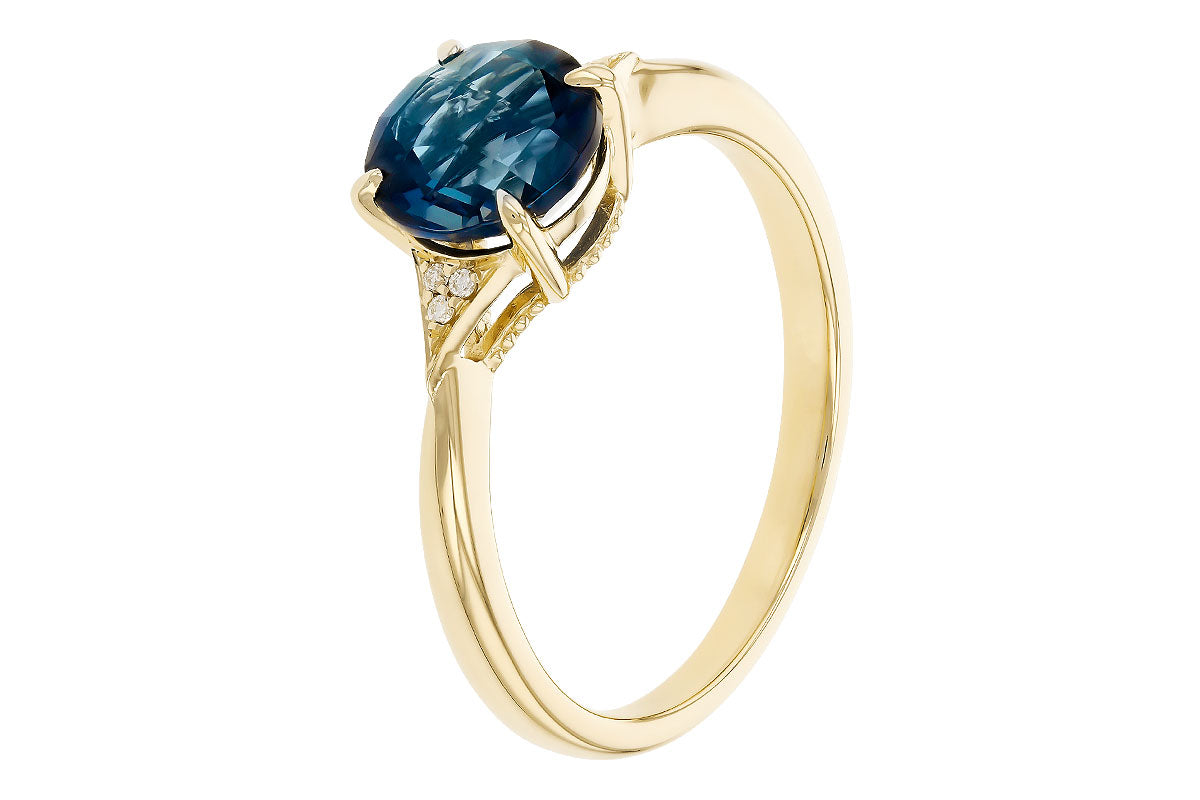 Allison Kaufman London Blue Topaz & Diamond Ring in 14K Yellow Gold, 1.62 ctw, alternate view