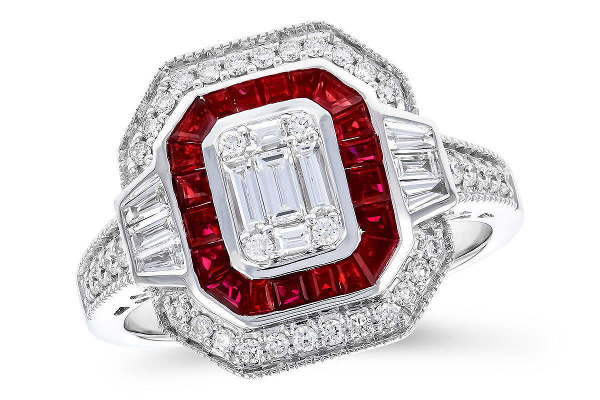 Allison Kaufman Ruby & Diamond Ring in 14K White Gold, 1.35 ctw