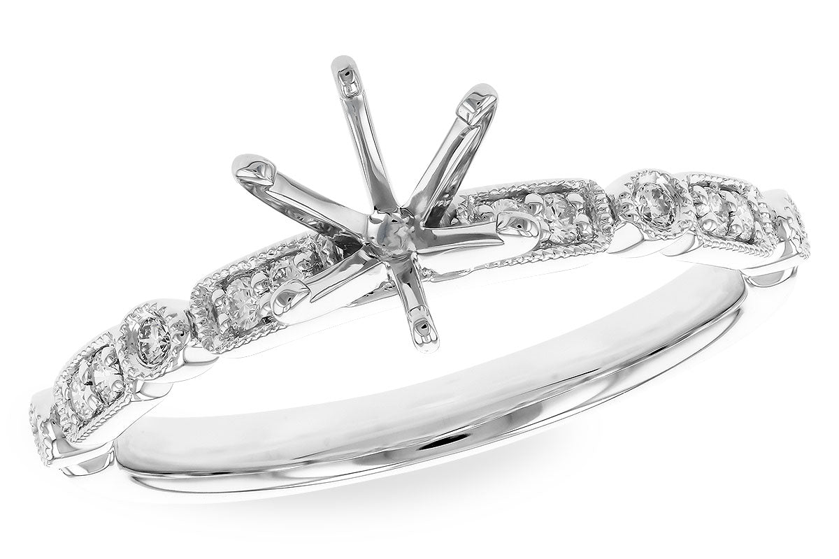 Allison Kaufman Diamond Engagement Ring Semi-Mount in 14K White Gold, 0.12 ctw (L7852)