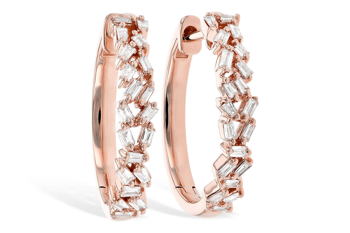 Allison Kaufman Baguette Diamond Earrings in 14K Rose Gold, 0.26 ctw