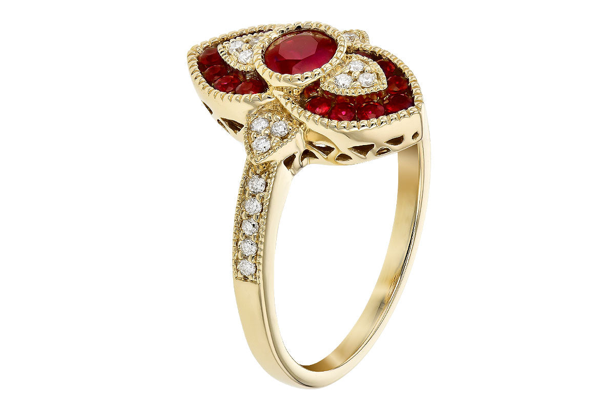 Allison Kaufman Ruby & Diamond Ring in 14K Yellow Gold, 0.75 ctw, alternate view