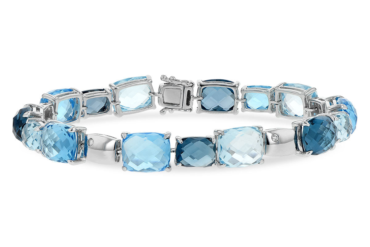 Allison Kaufman Blue Topaz & Diamond Bracelet in 14K White Gold, 46.80 ctw