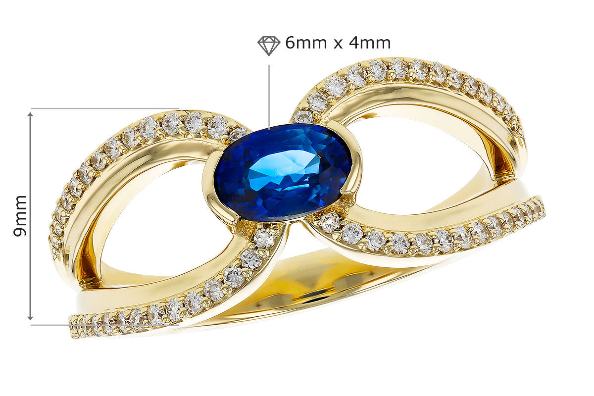 Allison Kaufman Sapphire & Diamond Ring in 14K Yellow Gold, 0.75 ctw, alternate view