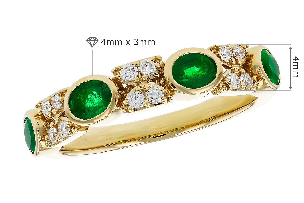 Allison Kaufman Emerald & Diamond Wedding Band in 14K Yellow Gold, 0.68 ctw, alternate view