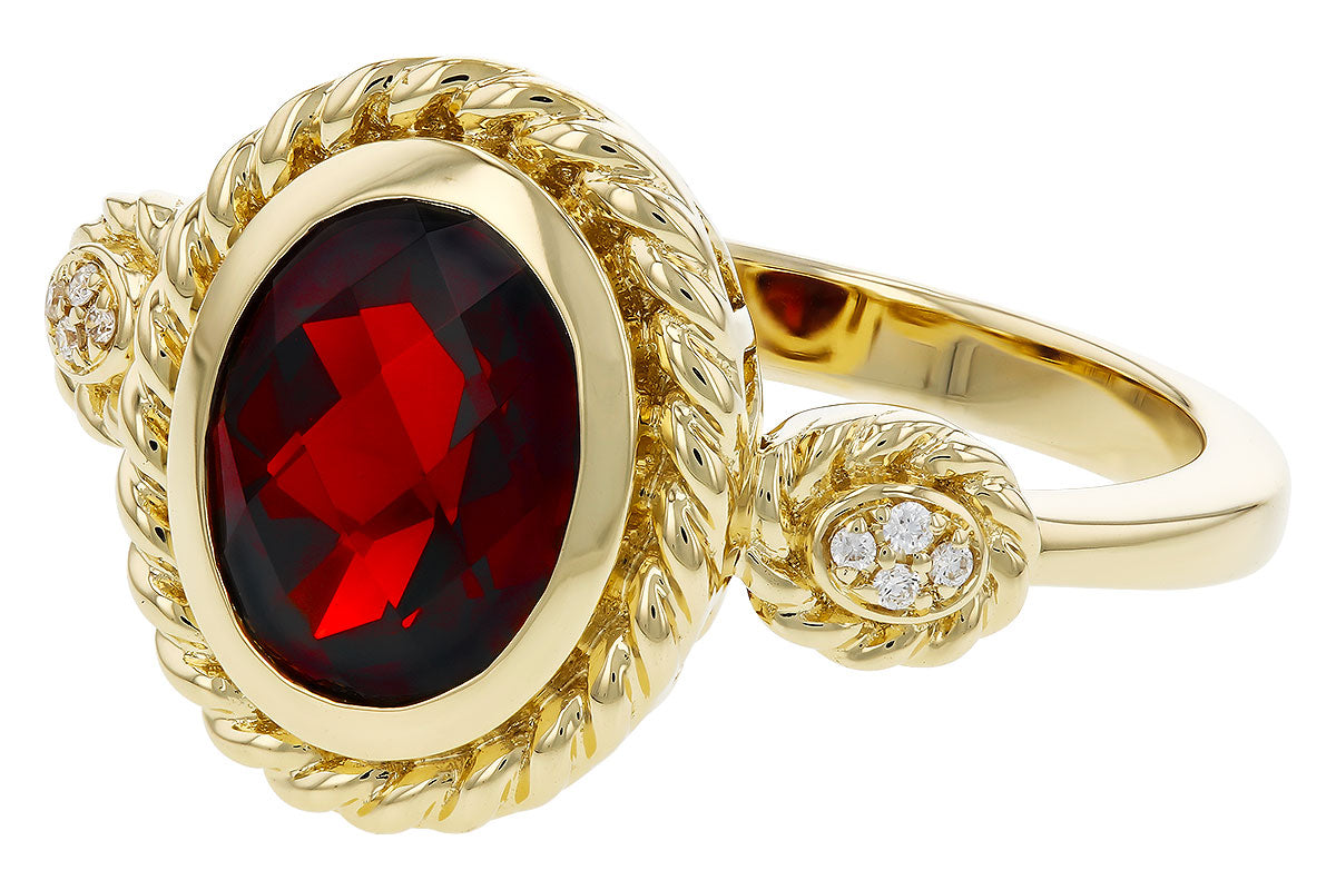 Allison Kaufman Garnet & Diamond Ring in 14K Yellow Gold, 2.12 ctw, alternate view