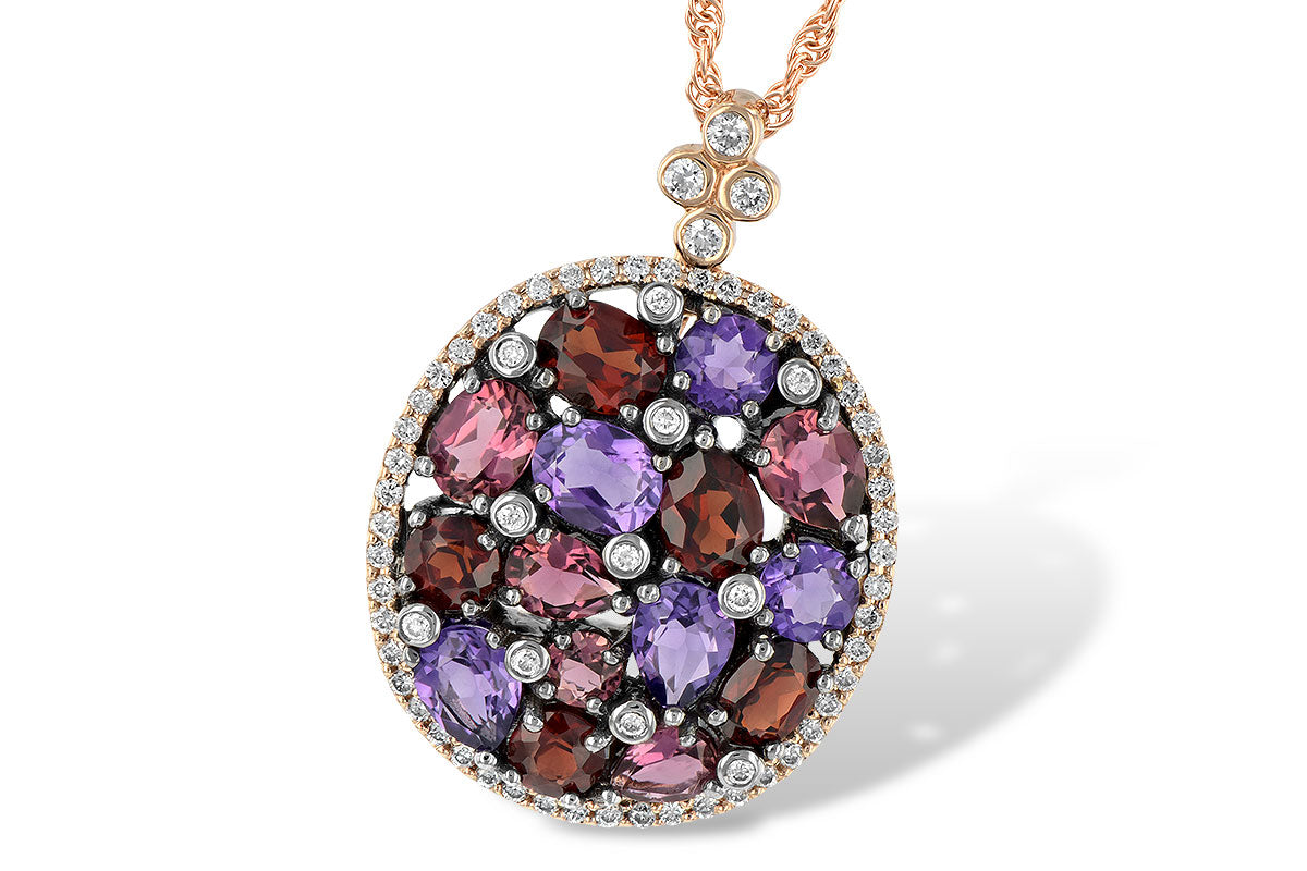 Allison Kaufman Multi-Gemstone & Diamond Necklace in 14K Rose Gold, 2.78 ctw
