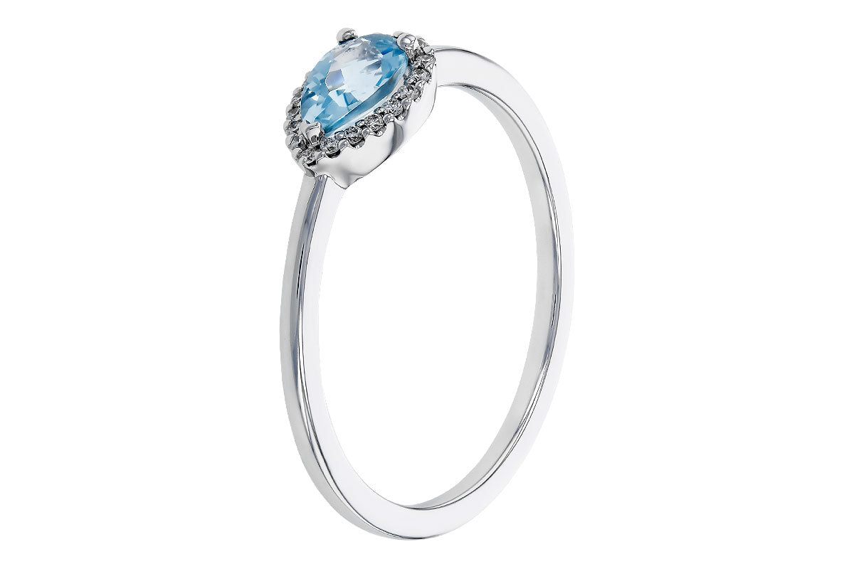 Allison Kaufman Aquamarine & Diamond Ring in 14K White Gold, 0.42 ctw, alternate view