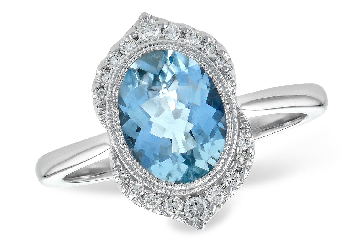 Allison Kaufman Aquamarine & Diamond Ring in 14K White Gold, 1.70 ctw