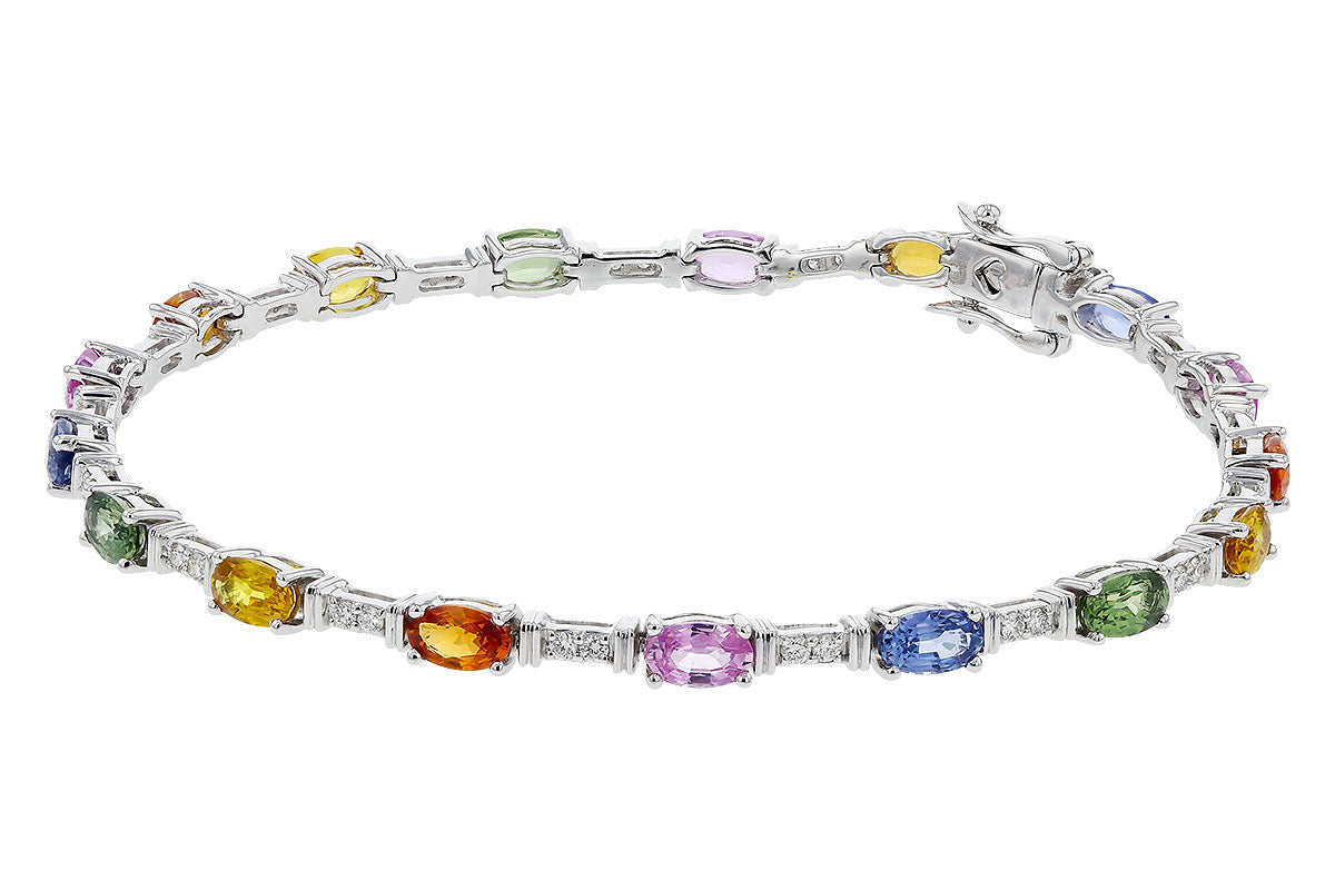 Allison Kaufman Sapphire & Diamond Bracelet in 14K White Gold, 5.08 ctw, alternate view