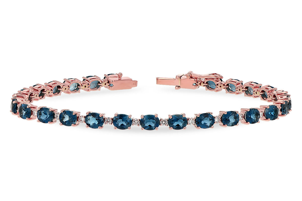 Allison Kaufman London Blue Topaz & Diamond Bracelet in 14K Rose Gold, 9.55 ctw