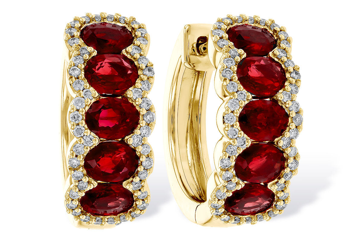 Allison Kaufman Ruby & Diamond Earrings in 14K Yellow Gold, 2.45 ctw