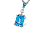 Allison Kaufman Blue Topaz & Diamond Necklace in 14K White Gold, 3.10 ctw