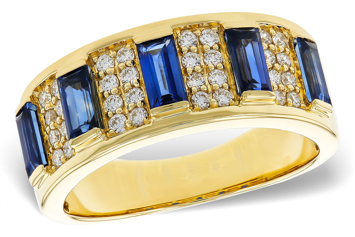 Allison Kaufman Sapphire & Diamond Wedding Band in 14K Yellow Gold, 1.72 ctw