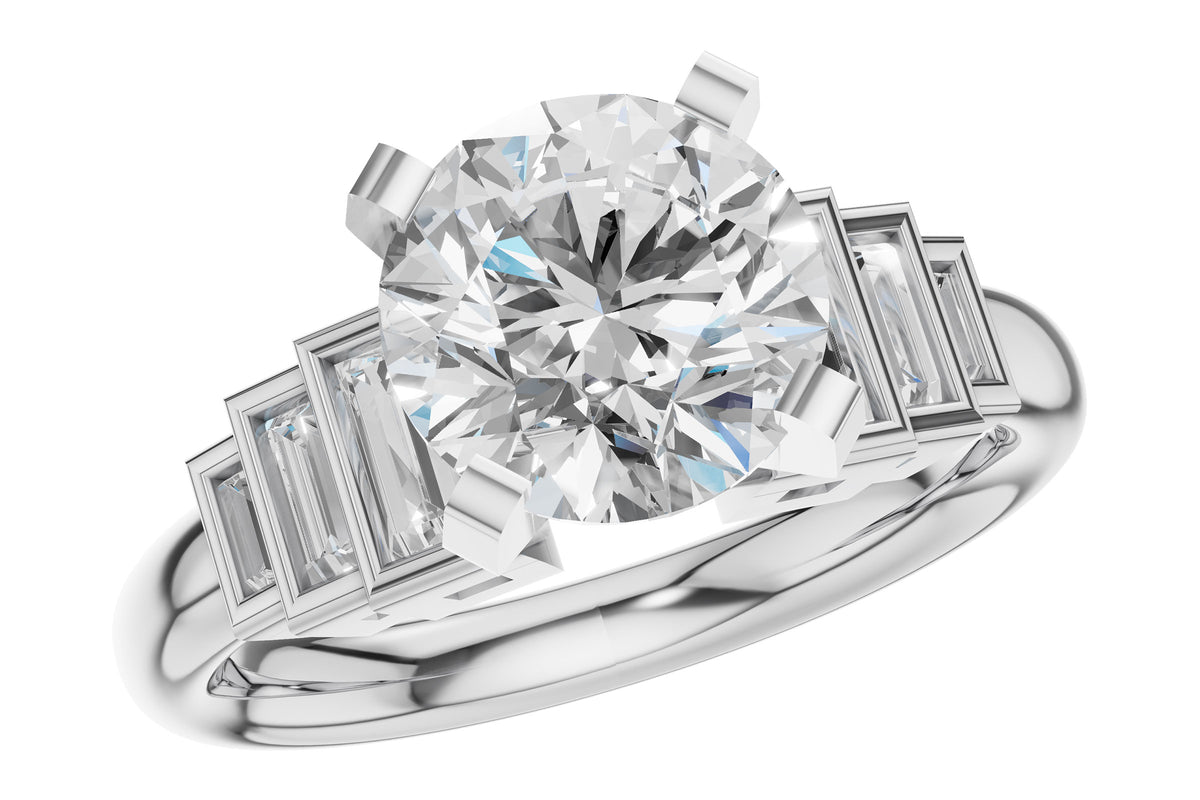 Allison Kaufman Baguette Diamond Engagement Ring Semi-Mount in 14K White Gold, 0.26 ctw