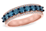 Allison Kaufman Blue Diamond Wedding Band in 14K Rose Gold, 1.00 ctw