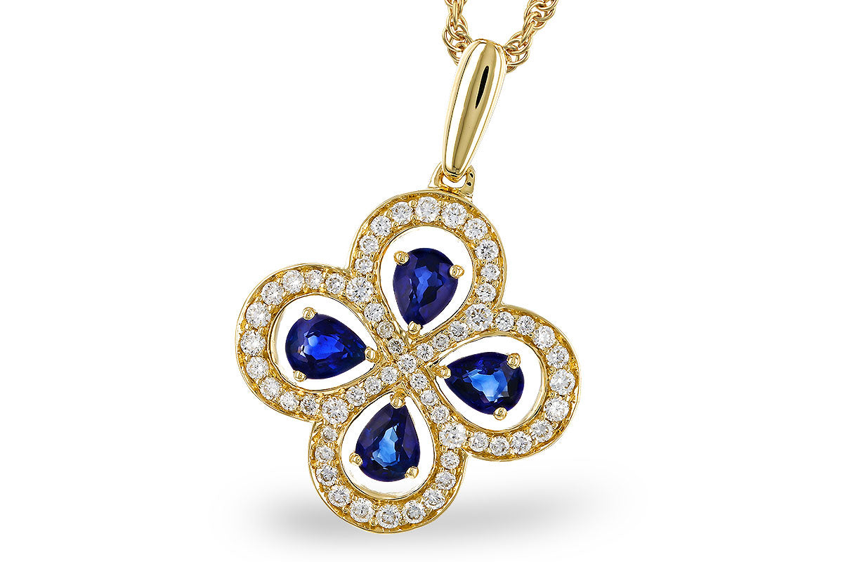 Allison Kaufman Sapphire & Diamond Necklace in 14K Yellow Gold, 0.96 ctw