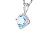 Allison Kaufman Aquamarine & Diamond Necklace in 14K White Gold, 1.27 ctw, alternate view