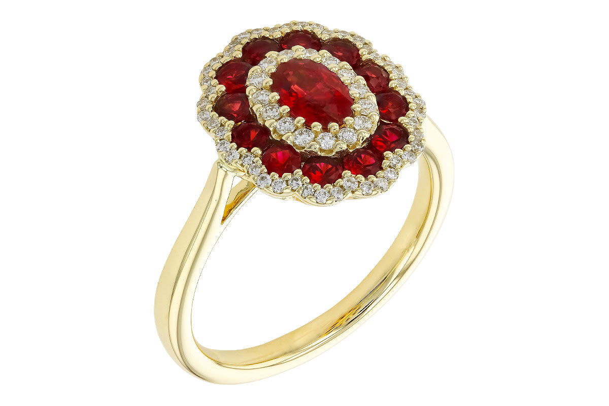 Allison Kaufman Ruby & Diamond Ring in 14K Yellow Gold, 1.52 ctw, alternate view