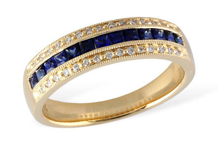 Allison Kaufman Sapphire & Diamond Wedding Band in 14K Yellow Gold, 0.67 ctw