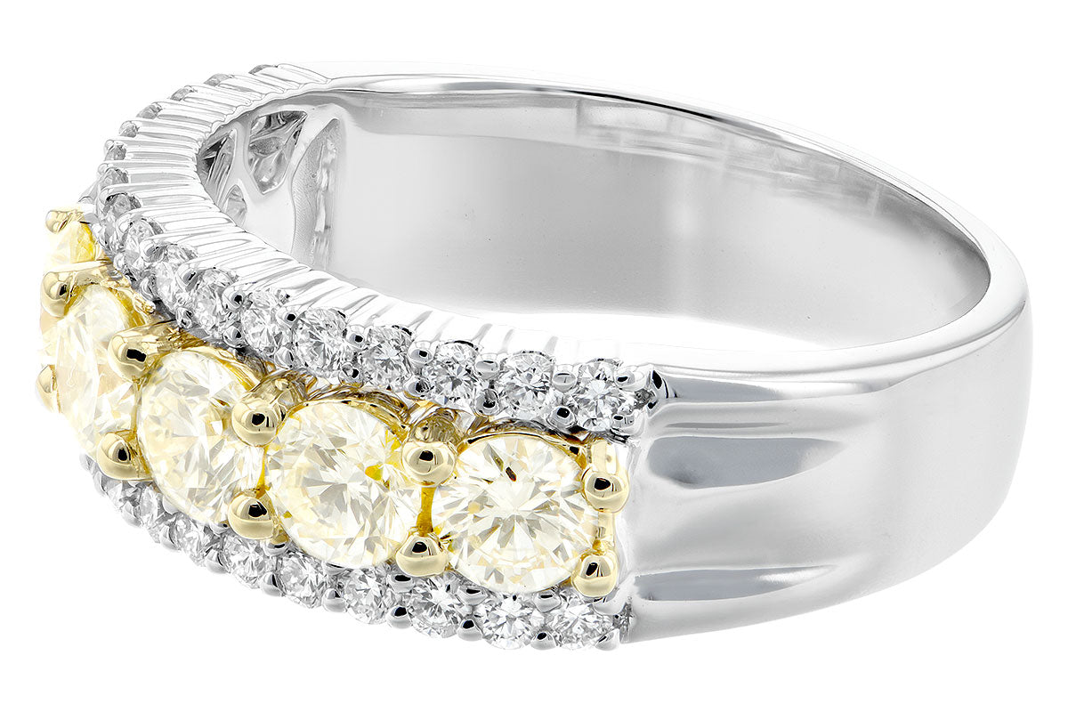 Allison Kaufman Yellow Diamond Wedding Band in 14K Two-Tone Gold, 1.64 ctw, alternate view
