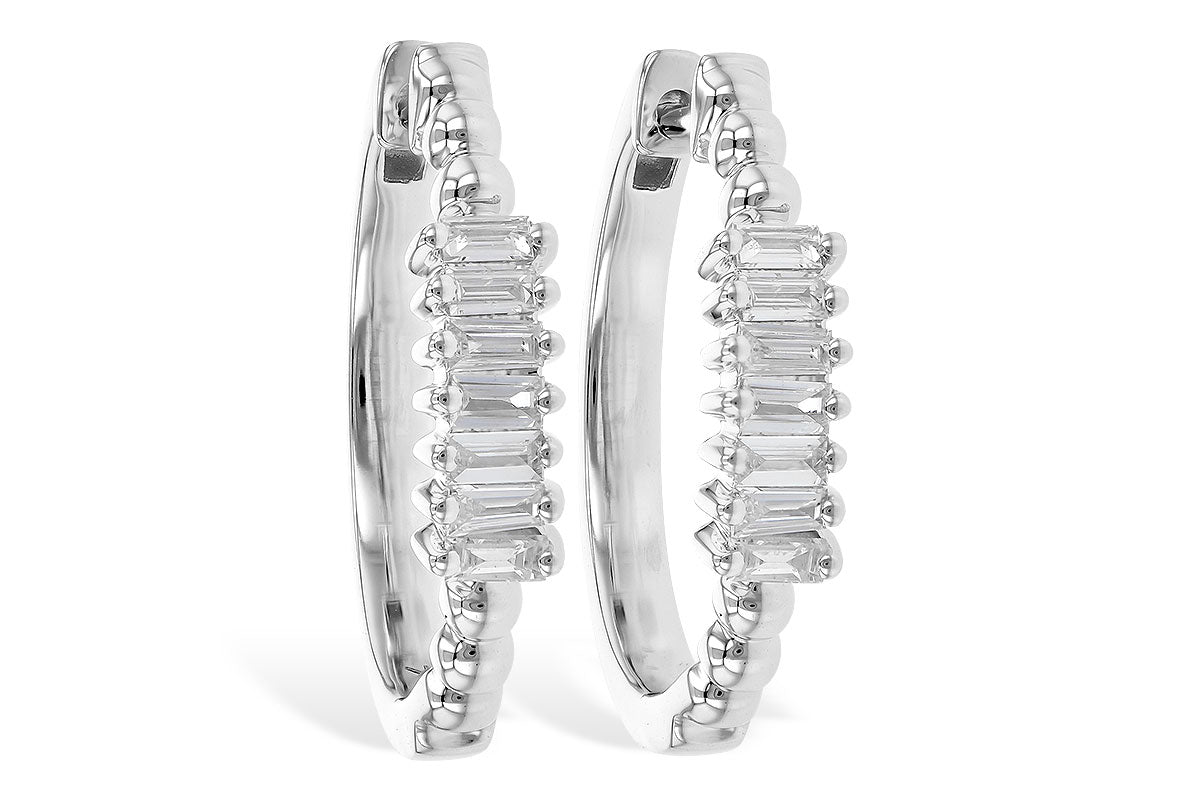 Allison Kaufman Baguette Diamond Earrings in 14K White Gold, 0.20 ctw