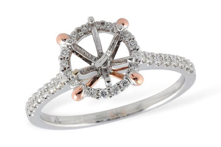 Allison Kaufman Diamond Engagement Ring Semi-Mount in 14K Two-Tone Gold, 0.23 ctw (L7522)