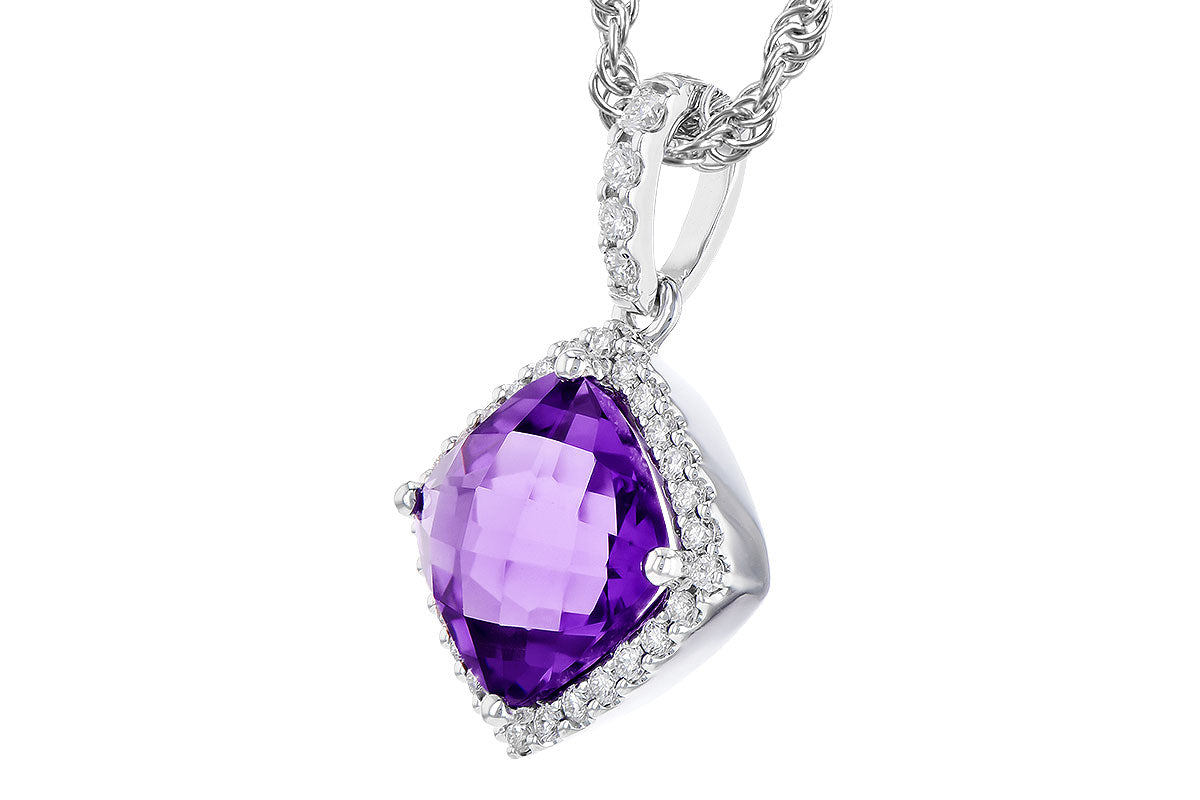 Allison Kaufman Amethyst & Diamond Necklace in 14K White Gold, 1.32 ctw, alternate view