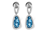 Allison Kaufman London Blue Topaz & Diamond Earrings in 14K White Gold, 4.36 ctw