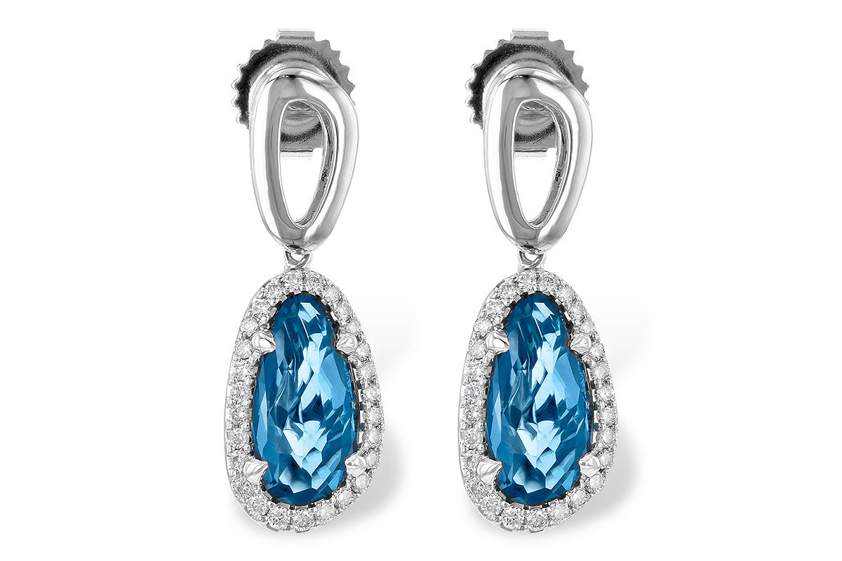 Allison Kaufman London Blue Topaz & Diamond Earrings in 14K White Gold, 4.36 ctw