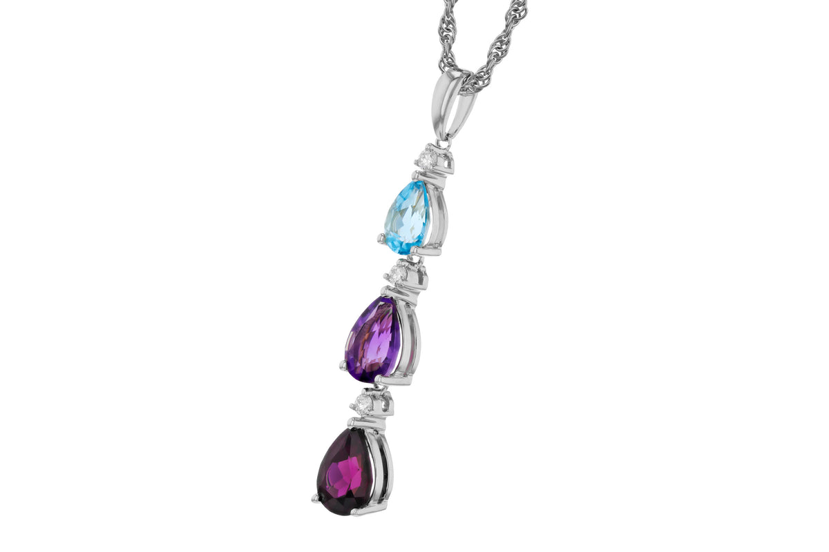 Allison Kaufman Multi-Gemstone & Diamond Necklace in 14K White Gold, 2.00 ctw, alternate view