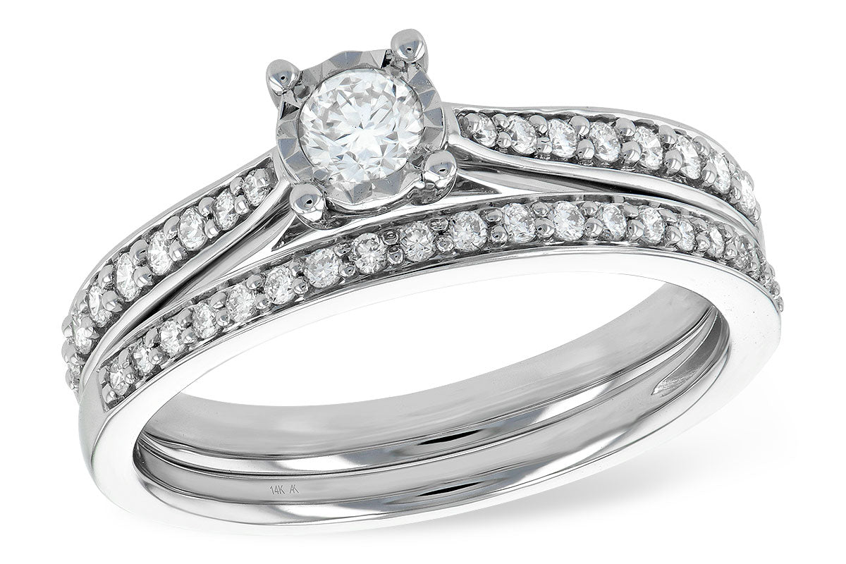 Allison Kaufman Diamond Bridal Set in 14K White Gold, 0.47 ctw