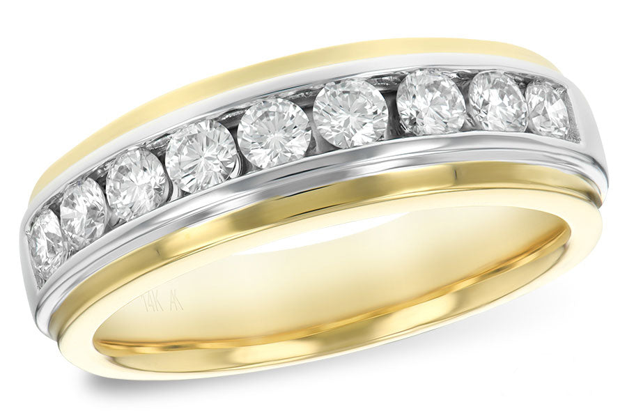 Allison Kaufman Diamond Men's Wedding Band in 14K Yellow Gold, 1.00 ctw