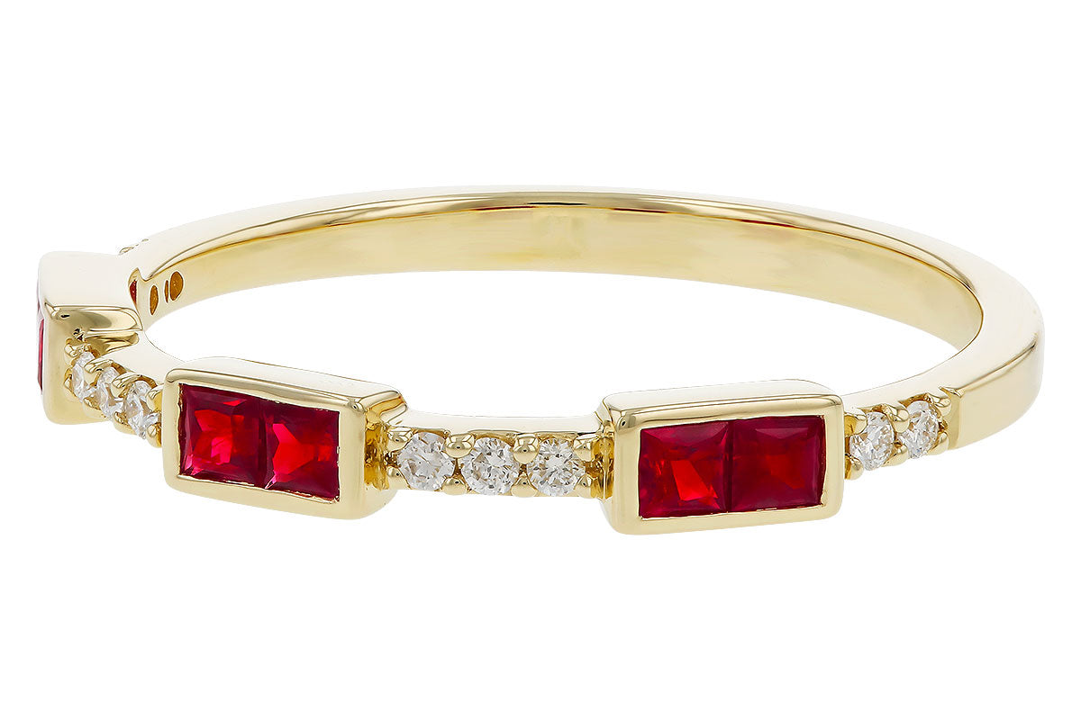 Allison Kaufman Ruby & Diamond Wedding Band in 14K Yellow Gold, 0.41 ctw, alternate view