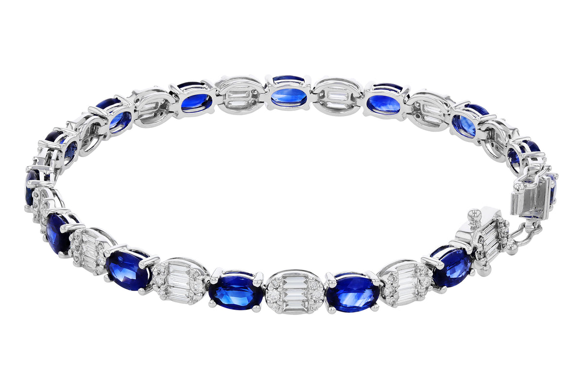 Allison Kaufman Sapphire & Diamond Bracelet in 14K White Gold, 8.98 ctw, alternate view