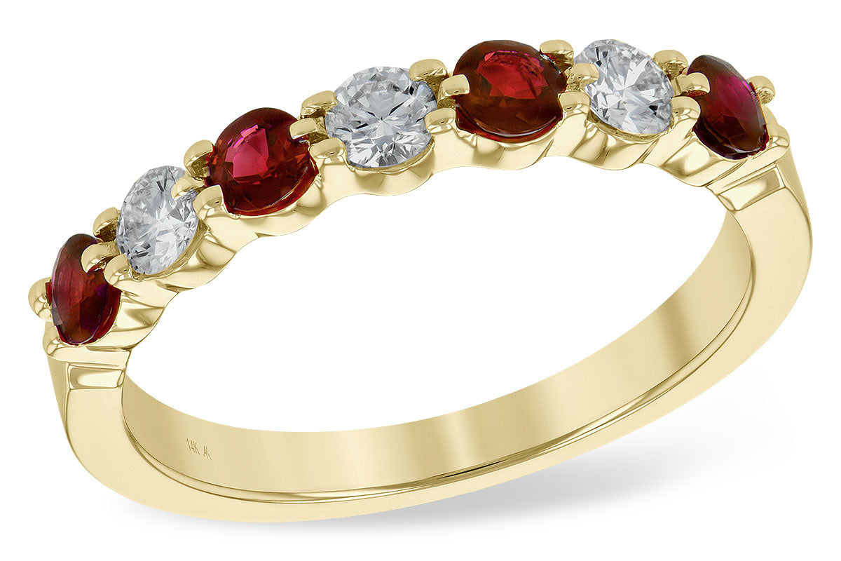 Allison Kaufman Ruby & Diamond Wedding Band in 14K Yellow Gold, 0.78 ctw (WR122-75)