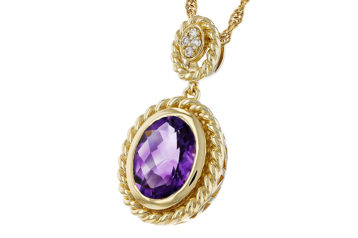 Allison Kaufman Amethyst & Diamond Necklace in 14K Yellow Gold, 1.40 ctw, alternate view